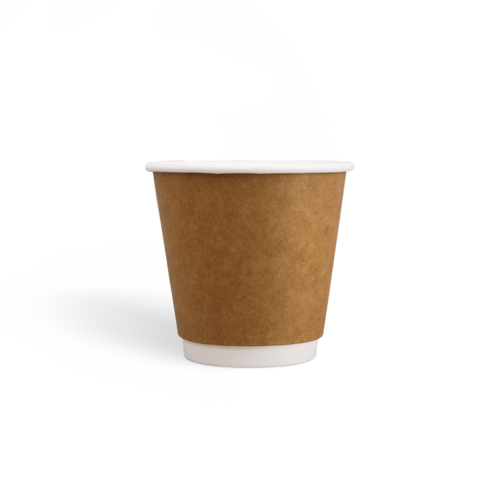E8oz Tasses à café kraft à double paroi avec revêtement PE