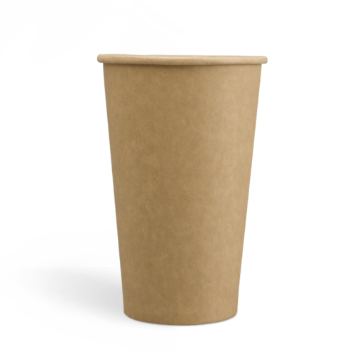 16oz Tasses à café kraft à paroi simple avec revêtement PE